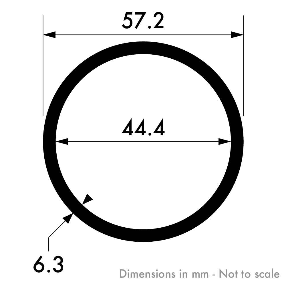57.2mm x 6.3mm (2 1/4" x 1/4") Aluminium Round Tube